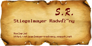 Stiegelmayer Radvány névjegykártya